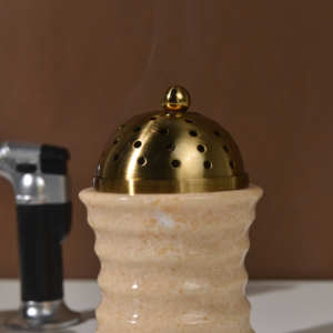 Nuevo estilo, quemador de incienso de mármol hecho a mano, soporte esférico para quemador de incienso, soporte para conos de incienso Ravertine para yoga y meditación - Product Image 2