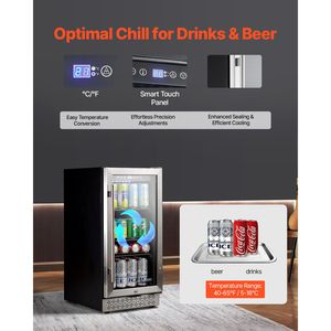Frigorifero per Bevande da 88 Lattine, Mini Frigo con Porta in Vetro, Ripiani Regolabili e Controllo Digitale della Temperatura per Uso Esterno - Product Image 3