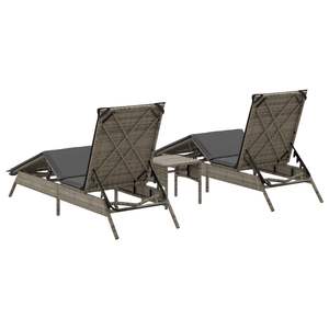 Ensemble de 2 chaises longues en rotin PE gris 2 places - Product Image 6