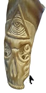 Cuerno para beber de cerámica con vaso vikingo festivo hecho a mano para hidromiel y cerveza para fiestas navideñas y saludos festivos - Product Image 3