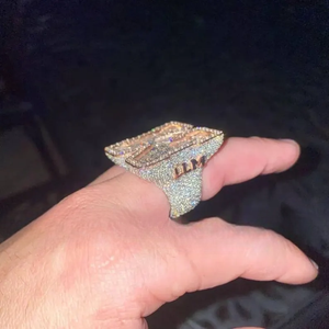 Bague de luxe sertie de diamants, finition rhodiée en argent 925, style baguette, bijou tendance hip-hop, cadeau pour tous - Product Image 5