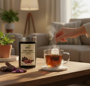 Bolsitas de Té de Hierbas Orgánicas de Jengibre Negro y Cúrcuma Negra para Energía, Desintoxicación, Bienestar, Apoyo Inmunológico, Ingredientes Premium - Product Image 2