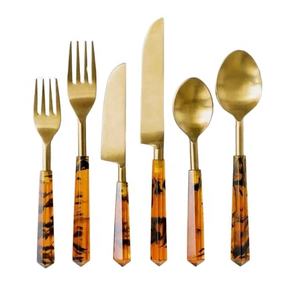 Expensive Gold Plated Stainless Steel Flatware Cutlery <b>Set</b> Top Quality Resin Designer Handle Kitchenware Flatware Cheese Cutting - Product Image 1