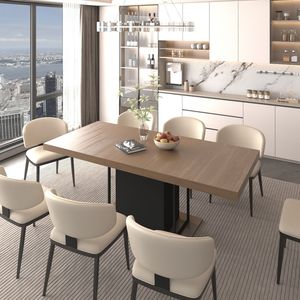Tavolo da Pranzo Rettangolare Allungabile per 6-10 Persone in Legno Effetto Invecchiato e Nero 160-200 cm - Product Image 1