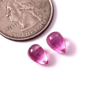 Zafiro Rosa Cultivado en Laboratorio, 9x11mm, Forma de Lágrima, Cabujón Liso Calibrado, Piedra Preciosa Suelta, Valorada por Terceros para Joyería - Product Image 3