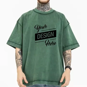T-shirt Homme Vintage Délavé à l'Acide, Coupe Ample et Épaules Tombantes, en Coton, Style Streetwear Personnalisable, T-shirts Vierge - Product Image 4