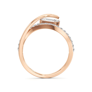 แหวนหมั้นเพชรทรงเอเมอรัลด์สีโรสโกลด์สไตล์คลาสสิกสำหรับผู้หญิง - Product Image 3