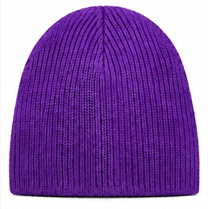 Gorro de Punto Acanalado Morado Unisex, Gorro de Invierno de Color Sólido Tejido a Máquina - Product Image 2