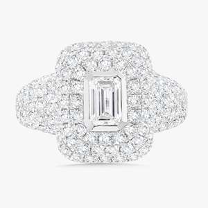 Bague Chevalière Diamantée en Or Massif 14k 18k, Sertie d'Émeraude Ronde de Laboratoire, Monture Pavée, Dôme Élevé, pour le Doigt du Pouce, Bande de Luxe et de Présence - Product Image 3