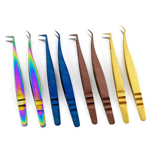 Pinzas de pestañas de volumen clásico personalizado de etiqueta privada Juego de pinzas rusas de aislamiento pinzas de punta de fibra 90 grados ligero - Product Image 6