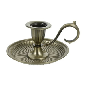 Antique <b>Brass</b> <b>Candlestick</b> <b>Holder</b> with Finger Loop Circular Base for Home Decoration Heat Resistant Vintage Chamber Stick <b>Holder</b> - Product Image 2