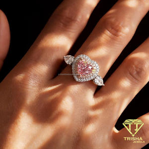 Luxury <b>Heart</b> Cut <b>Pink</b> Moissanite Engagement <b>Ring</b> White Side Stones 925 Sterling Silver Romantic Bridal Jewelry Gift For Women - Product Image 4
