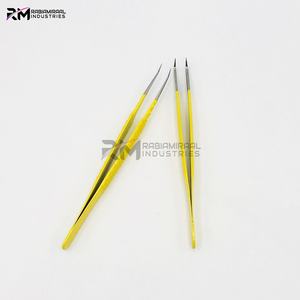 ชุดแหนบต่อขนตาจับขนตาสแตนเลสผลิตภัณฑ์อันดับสูงสุดของ RMI ปลายเงินและเคลือบผงสีเหลือง - Product Image 4