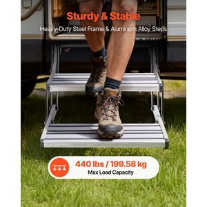 Accesorios Exteriores para Autocaravanas, Escalones Retráctiles Telescópicos Plegables de Aleación de Aluminio, Capacidad de 440 Libras - Product Image 3
