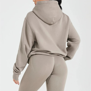 Nueva llegada, sudadera con capucha para mujer de buena calidad, corte holgado, hombros caídos, resistente al agua, antiadherente, antiestática, estilo urbano, material suave. - Product Image 2
