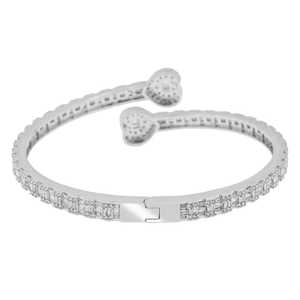 Bracelet classique hip-hop en or 14 carats avec diamant moissanite taille cœur, joli bracelet ouvert pour filles - Product Image 3