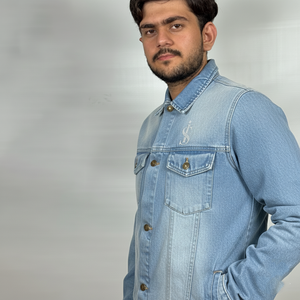 Veste en jean personnalisée pour hommes, respirante, tendance, style streetwear, service OEM, veste en jean unie teinte pour homme - Product Image 5