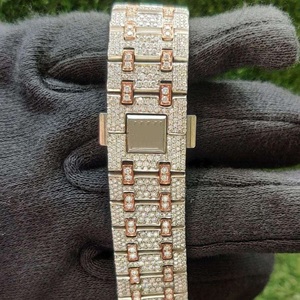 Montre de luxe pour homme, ronde, 41 mm, en acier inoxydable, sertie de moissanite et de diamants, style hip-hop, avec verre saphir - Product Image 5