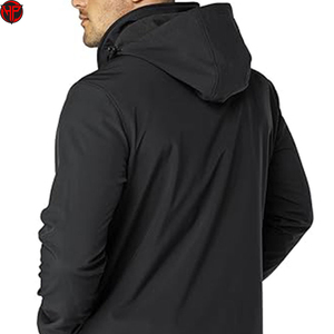 Veste softshell légère pour homme, unie, décontractée, résistante à l'eau, coupe-vent, respirante, pour l'hiver, en plein air, à capuche - Product Image 5