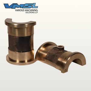 Cojinete de eje de bronce, latón y acero inoxidable de alta resistencia, tipo inserto de bloque de almohada, mecanizado por CNC y por electroerosión por hilo. - Product Image 1