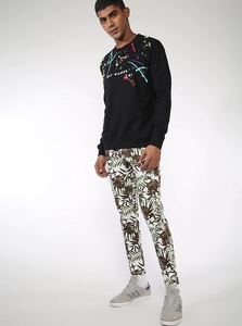 Sudadera Negra de Manga Larga para Hombre, Corte Regular, Estampada, Estilo Casual, Cuello Redondo, Tejida, 100% Algodón, para Primavera - Product Image 3