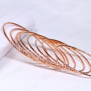 Wholesale Minimalist Stackable <b>Bangles</b> Hammered Texture Rose Gold Plated Metal <b>Bracelets</b> Fashion Jewelry for Women Bulk Supply - Product Image 4
