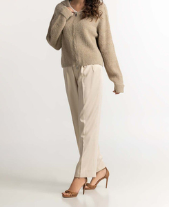 Suéter de punto personalizado con cierre de cremallera para mujer, elegante, de otoño, con logotipo personalizado, estilo coreano, de lana, para damas. - Product Image 5