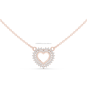 Style romantique zircone femmes S925 argent Sterling Double coeur forme pendentif collier pour dame saint valentin bijoux cadeau - Product Image 1