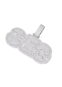 Pendentif lettre GMO en argent 925, cristal, strass, style hip-hop, bijoux unisexe, cadeau - Product Image 5