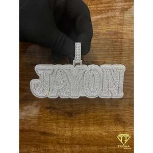 Colgante con Nombre JAYON con Diseño de Letras en Bloque, en Plata de Ley 925 con Diamantes Cultivados en Laboratorio VVS - Product Image 3