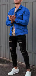 Veste en jean épaisse vintage personnalisée pour homme, col rabattu, doublure polaire chaude, fermeture éclair, coupe-vent, col en fourrure, style décontracté - Product Image 5