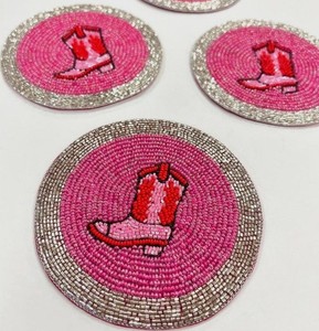Handcrafted Embroidered Seed <b>Bead</b> <b>Coasters</b> Boho Style Decorative Home Accessories For Weddings Parties And Special Events - Product Image 3