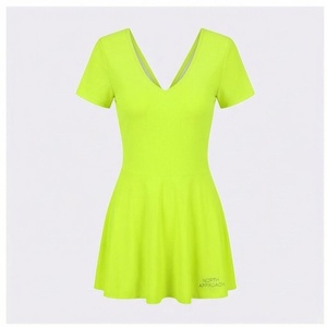 Maillot de bain une pièce pour femme NORTH APPROACH, vert fluo, col en V profond, avec jupe, extensible, respirant, séchage rapide, couleur unie - Product Image 1