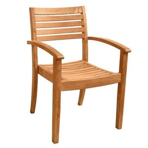 Outdoor Garden <b>Dining</b> <b>Chair</b> Slatted Armchair <b>Teak</b> Look Transitional Design Patio Seating Backrest Villa Events Park Kitchen - Product Image 3