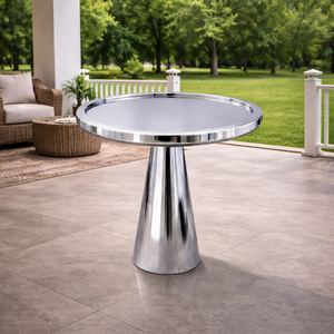 Mesa de Centro Redonda de Acero Inoxidable de Lujo, Base de Metal Sólido, Mesa Auxiliar Moderna y Duradera para Sala de Estar, Decoración Metálica Drake - Product Image 5