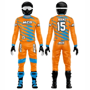 ชุดขับขี่มอเตอร์ครอสผู้ชาย ผ้าไนลอนโพลีเอสเตอร์คุณภาพสูง ลายพิมพ์ซับลิเมชั่นสีนีออนสไตล์วินเทจใหม่ เสื้อเจอร์ซีย์และกางเกงสำหรับแข่งรถ MX - Product Image 1