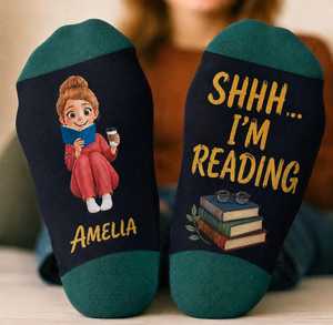Personalized Unisex Socks Custom Printed Novelty Athletic Socks <b>Book</b> Lover Reading Theme Crew Socks custom OEM/ODM - Product Image 5