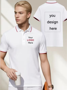 Men's Gray Cotton Polo Shirt Short Sleeve Embroidered Logo Front Solid Color Casual Knitted Breathable Regular Fit - Product Image 4
