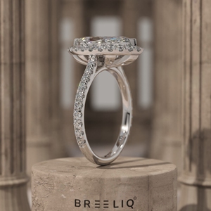 14K White Gold Marquise Cut Halo Diamond Engagement <b>Ring</b> Slim Pave Band Bridal <b>Statement</b> <b>Ring</b> 2CT Center Fine Jewelry - Product Image 2