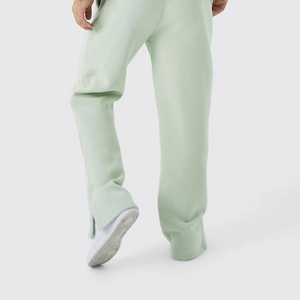 Ensemble de survêtement vert clair pour homme, col rond, manches longues, couleur unie, coupe ample, coton, vêtements décontractés, style automne avec poches latérales - Product Image 3