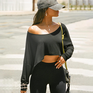 Sweat-shirt à épaules dénudées pour femmes, coupe ample, pull décontracté, tissu doux, manches longues, style streetwear tendance, confortable, à porter au quotidien - Product Image 4