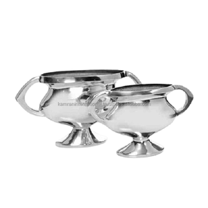 Haute qualité métal argent fleur planteur ensemble de deux pièces pour Restaurant jardin décoratif Floral Pot accessoires - Product Image 1