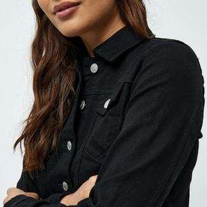 Women's <b>Cropped</b> <b>Denim</b> <b>Jacket</b> Wholesale Washed Black Jean Coat Casual Summer Outerwear Shipping to USA - Product Image 6