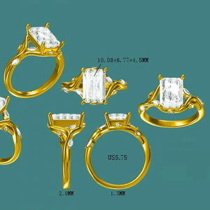 Anillo de Compromiso Eternity de 3 Quilates Chapado en Oro de 9K con Diamante de Corte Esmeralda VVS2 Creado en Laboratorio para un Diseño Clásico Certificado - Product Image 1