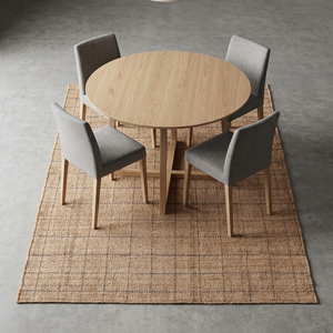 Natural Handwoven <b>Jute</b> <b>Rug</b> Beige Brown Geometric Pattern Area Carpet Anti-Slip Thick Medium Pile for Living Room Bedroom Modern - Product Image 5