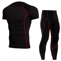 Ensemble de combinaison et de justaucorps de compression sans couture pour homme, à séchage rapide, avec tissu respirant extensible dans quatre directions, pour la salle de sport, la remise en forme et les sports
