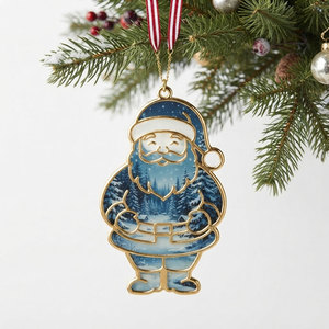 Ornement de Noël personnalisé en métal, style fleur plaqué or, impression UV, émail translucide, souvenir, cadeau, OEM, vente en gros, en vrac - Product Image 2