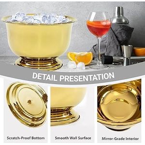 ถังแช่เครื่องดื่มสแตนเลสสีทอง 8 ลิตร ความจุขนาดใหญ่ เก็บความเย็นสำหรับแชมเปญและไวน์ เหมาะสำหรับงานปาร์ตี้ กิจกรรมต่างๆ และใช้ในบ้าน - Product Image 2