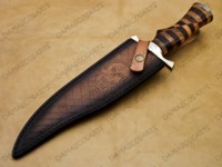 Couteau de chasse à dépecer DIY OEM en acier inoxydable Damas avec manche en résine et acier Damas, bord dentelé fixe, haute durabilité