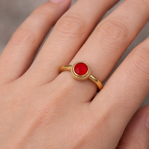 Natural Red Carnelian <b>Ring</b> 925 Sterling <b>Silver</b> Gold Plated Bezel <b>Set</b> Handmade Minimalist Gemstone <b>Ring</b> for Women Wholesale - Product Image 4